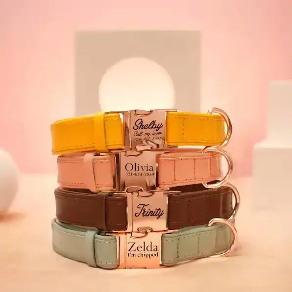 Veganes Hundehalsband Namen Telefonnummer Gravur Weiches Halsband Hund – neu – Sonstiges – überwiegend beige – Foto 1 von 5