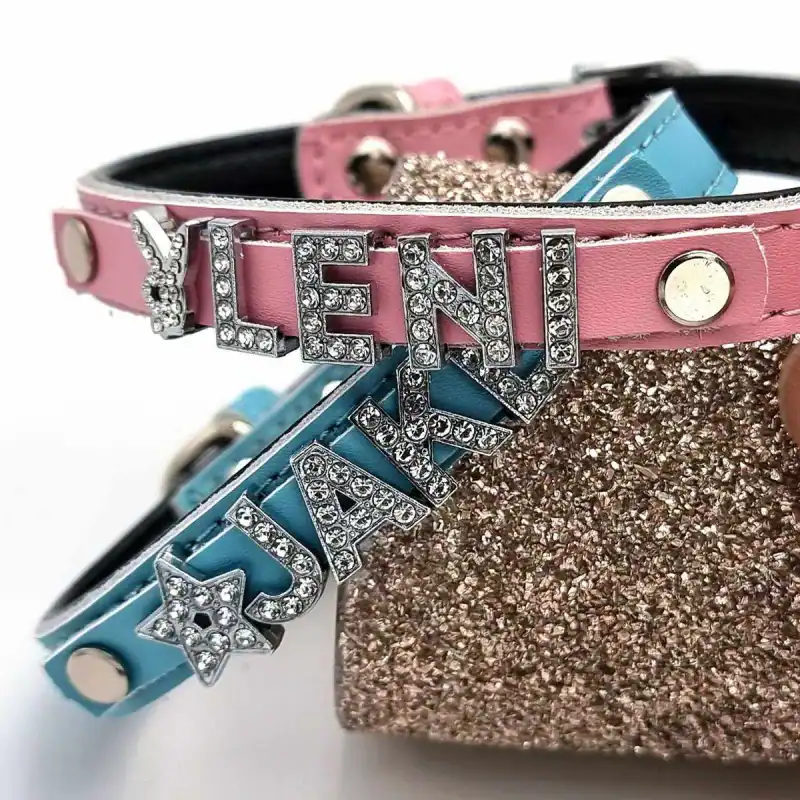 Bling Hundehalsband Mit Namen Strass Buchstaben Personalisiert Halsband Leder – neu – Sonstiges – überwiegend weiß – Foto 1…