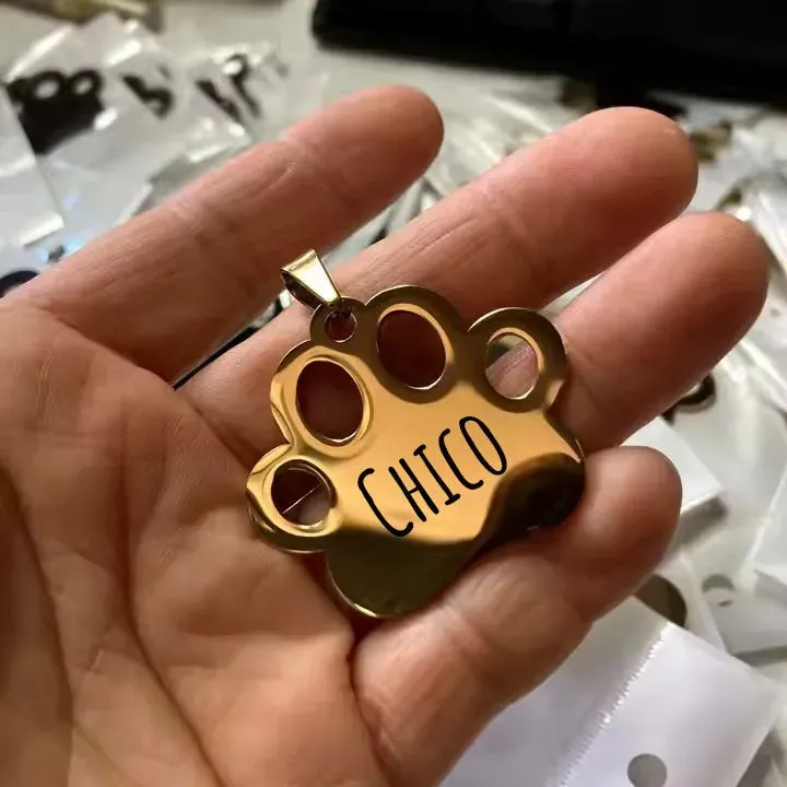 Personalisierte Hundemarke Gravur Name & Tel Edelstahl 30mm Gold Silber Rosé – neu – Sonstiges – Foto 1 von 4