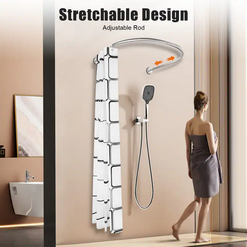 Duschstange Ohne Bohren U-Form Duschvorhangstange Badewanne Bogenstange Edelstah – neu – Möbel – überwiegend beige – Foto 1…