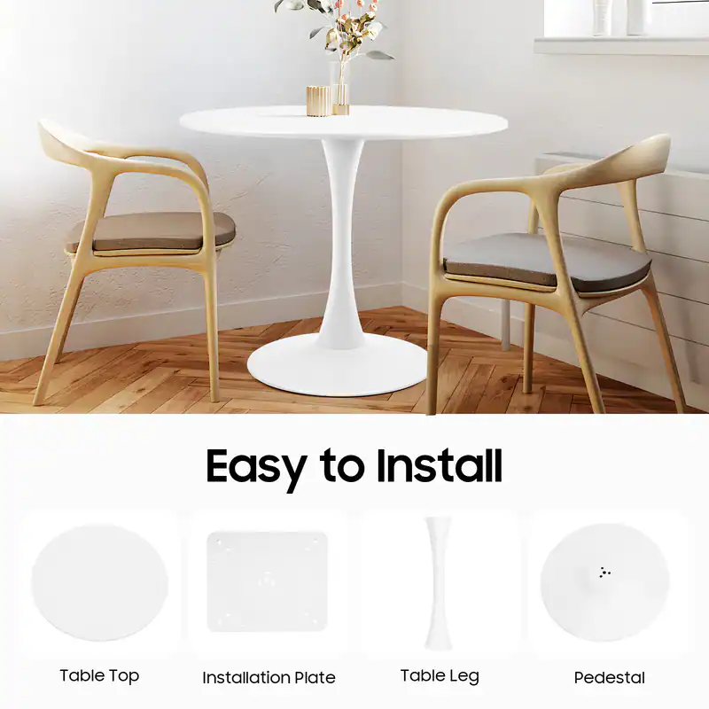 Runder Esstisch White Coffee Table End Side Table 80 * 73cm / 31.5 * 28.7in – neu – Möbel – überwiegend weiß – Foto 1 von 5