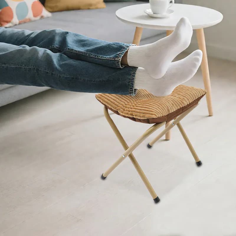 Klappbarer Fußhockel Hocker mit Metallbeinen Dickem Kissen Moderner für Büros – neu – Möbel – überwiegend beige – Foto 1…