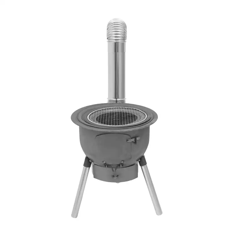 Mobiler Outdoor Holzofen Silber Grau Mit 3 Kochringen Belüftungssystem Bis 100kg – neu – Garten & Pflanzen – Foto 1 von 5