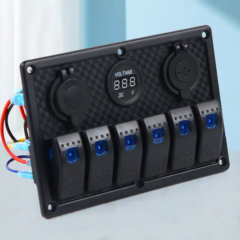 12V LED Schaltpanel Auto Boot Doppelte Schalter 6 Gang Schalttafel USB Voltmeter – neu – Fitness & Kraftsport – überwiegend…