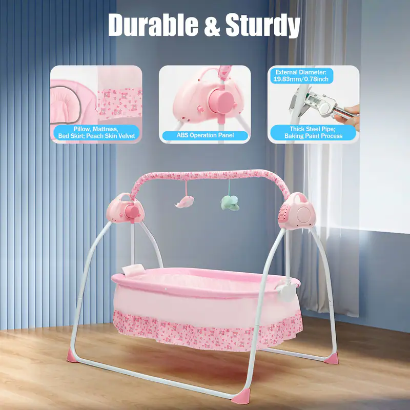 Babyschaukel Schaukelstuhl Stubenwagen Babybett-Wiege Tragbarer Kinderbett-Korb – neu – Möbel – überwiegend weiß – Foto 1…