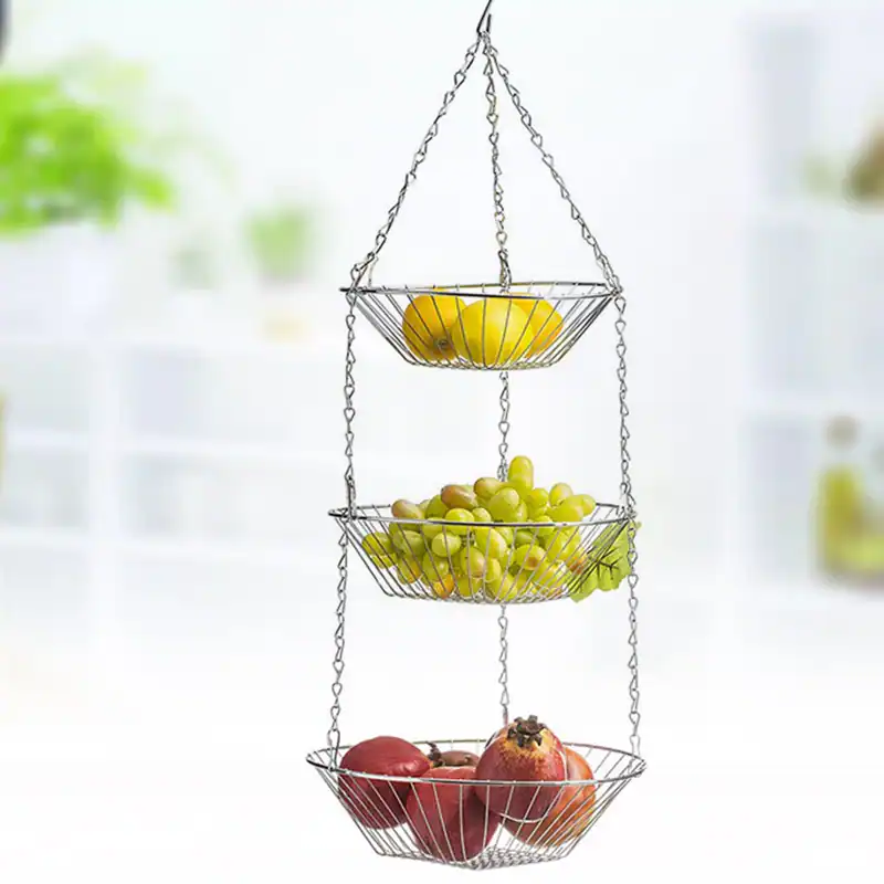 3-Etagen Hängekorb Hänge Obstkorb Küchenampel Obsthängekorb Früchtekorb Weiß – neu – Möbel – Foto 1 von 5