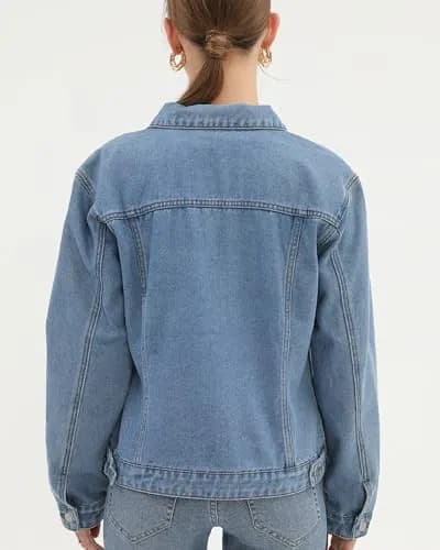ARGSTAR JEANSJACKE FÜR DAMEN GEKNÖPFT LANGARM MIT TASCHEN - HELLBLAU – neu – Damenmode – Foto 1 von 5