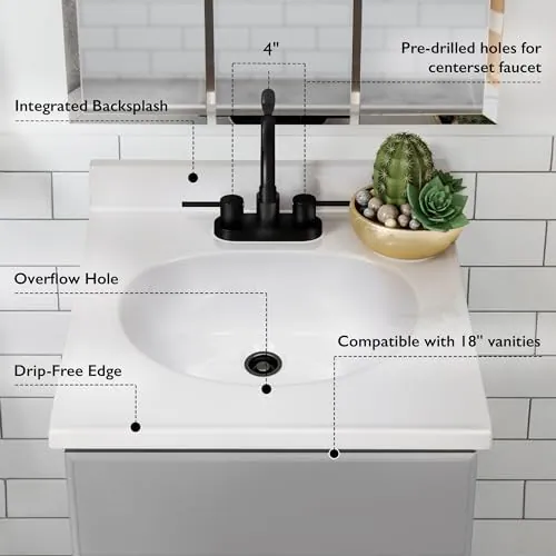 Design House Zuchtmarmor Waschtischplatte, 19 Zoll B x 17 Zoll T, integriert 4 – neu – Sonstiges – überwiegend beige – Foto…