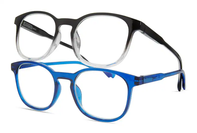 M+ CHARLIE BLUELIGHT FARBIGE LESEBRILLE, 2 PAAR (BLAU & SCHWARZ/SAUBERE FLECKEN) – neu – Sonstiges
