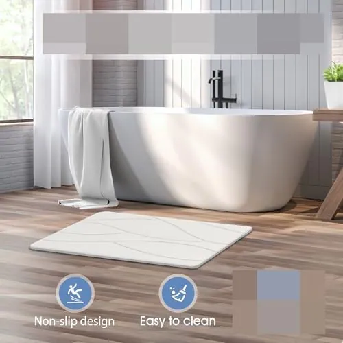 Veeloim Stone Badematte Kieselgur Duschmatte rutschfest super saugfähig – neu – Möbel – überwiegend silber – Foto 1 von 5