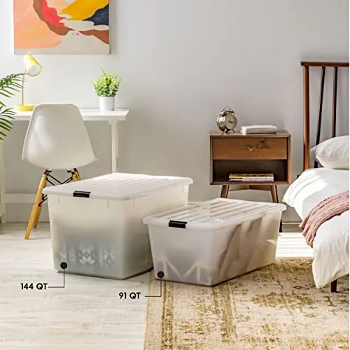 Iris USA 5er Pack 68qt/17gal Klarsicht Kunststoff Aufbewahrung Eimer mit Deckel – neu – Möbel – überwiegend silber – Foto 1…