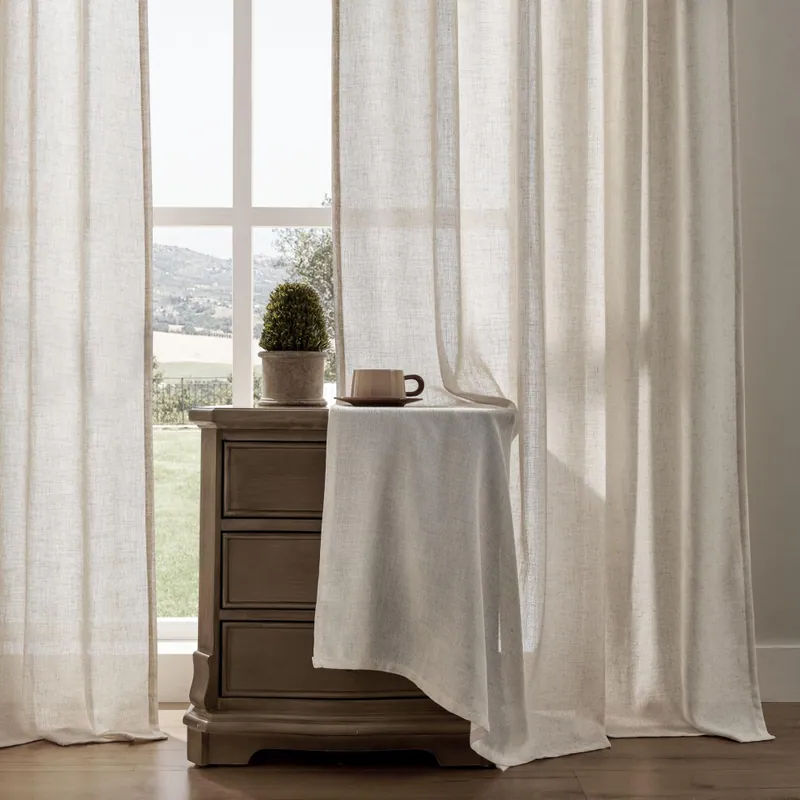 JOYDECO LEINENVORHÄNGE FÜR WOHNZIMMER HALBTRANSPARENTE VORHÄNGE 96 ZOLL - BEIGE – neu – Möbel – Foto 1 von 4
