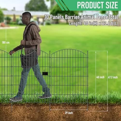 10-Panel No-Dig Gartenzaun mit Tor, 40\" H x 23,6' L Outdoor Hundebarriere – neu – Sonstiges – überwiegend grün – Foto 1…