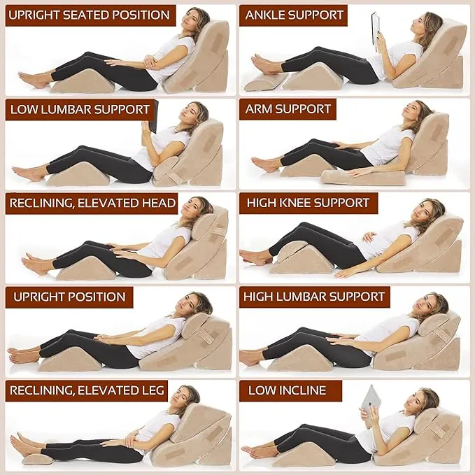 AllSett Health 4-teiliges Bettkeilkissen-Set - Orthopädisches Keilkissen für - – neu – Möbel – überwiegend weiß – Foto 1…