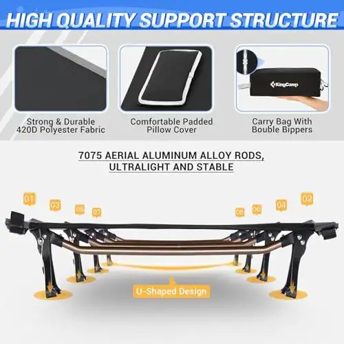 KINGCAMP ULTRALEICHTES CAMPINGBETT BETT BELASTBARKEIT 120 KG - SCHWARZ – neu – Camping & Outdoor – Foto 1 von 5