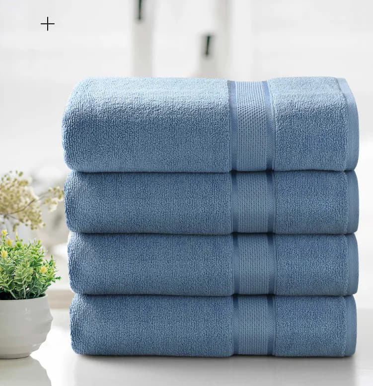 KATHY IRLAND 2-TEILIGES ZERO TWIST BAUMWOLLE PLÜSCH BADETUCH SET - HIMMELBLAU – neu – Möbel