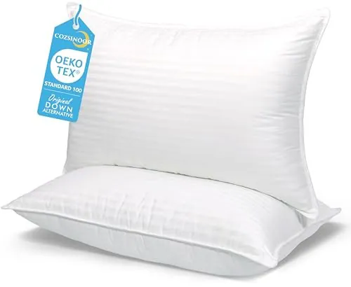 COZSINOOR BETTKISSEN ZUM SCHLAFEN HOTELQUALITÄT LUXUS DAUNEN - WEISS GESTREIFT – neu – Möbel – Foto 1 von 5