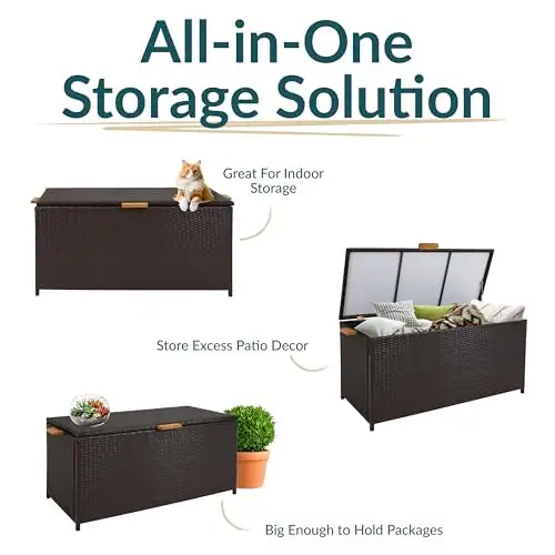 SUNNYDAZE DECOR SUNNYDAZE KUNSTGEFLECHT AUFBEWAHRUNGSBOX - OUTDOOR DECK BOX - – neu – Möbel – überwiegend weiß – Foto 1 von 5