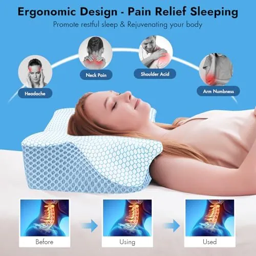 Anvo Gebärmutterhalskissen zur Linderung von Nackenschmerzen, Memory Foam – neu – Möbel – überwiegend türkis – Foto 1 von 5