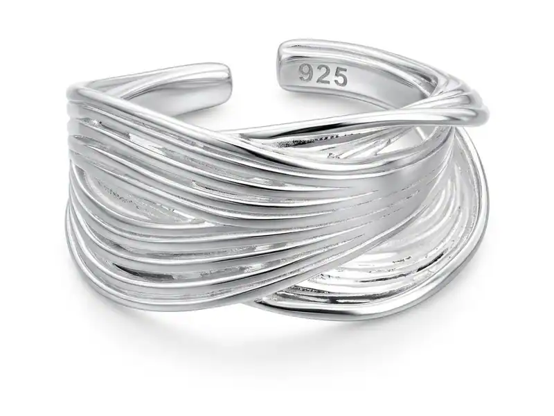 Wire Mesh - 925 Sterling Silber in welliger Form, Ästhetischer Ring für Damen - – neu – Uhren & Schmuck – Foto 1 von 5