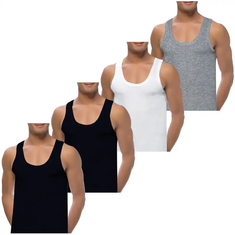 4 Herren Unterhemden +10cm extralang 100% Baumwolle Feinripp Tank Achselhemd Top – neu – Herrenmode – überwiegend weiß…