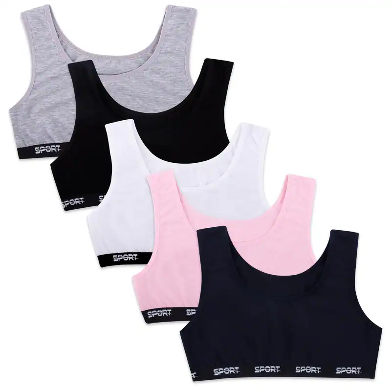 5 Mädchen Bustier SPORT Baumwolle BH Kinder Unterwäsche Bra Unterhemd Shirt – neu – Sonstiges – überwiegend weiß – Foto 1…