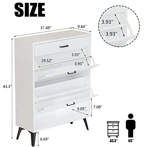 AWQM SCHUHSCHRANK, MODERNER FREISTEHENDER SCHUHSCHRANK FÜR - WEISS – neu – Möbel – Foto 1 von 5