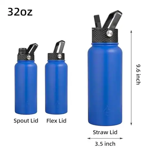 BJPKPK ISOLIERTE WASSERFLASCHE MIT STROHHALMDECKEL, 32 OZ METALL GROSS WASSER - – neu – Möbel – überwiegend weiß – Foto 1…