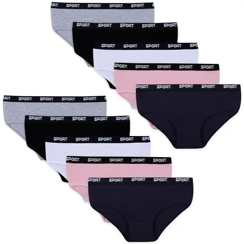 10 Mädchen Slips Unterhosen SPORT Unterwäsche Panty Kinder Baumwolle Hipster – neu – Sonstiges – überwiegend weiß – Foto 1…