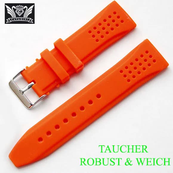 24 mm SILIKON UHRENARMBAND CAVADINI TOP QUALITÄT IN HÜBSCHE ORANGE – neu – Uhren & Schmuck