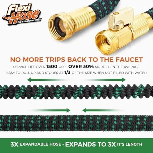 FLEXI SCHLAUCH MIT 8 FUNKTIONEN DÜSE, 150FT - LEICHT ERWEITERBAR - SCHWARZ/GRÜN – neu – Garten & Pflanzen – Foto 1 von 5
