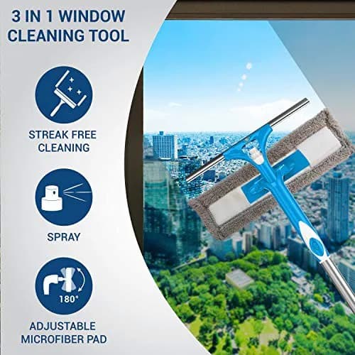 SCRUBIT AUSZIEHBARER ABZIEHER FENSTERREINIGER - FENSTERREINIGUNGSWERKZEUG MIT - – neu – Möbel – überwiegend weiß – Foto 1…