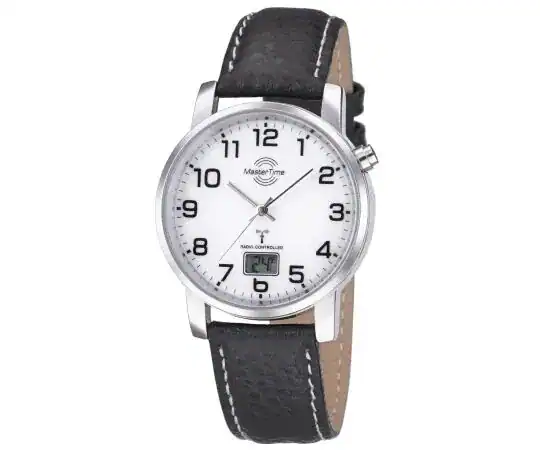 Funk Herrenuhr Master Time Zifferblatt silber 40mm MTGA-10294-12L Lederband – neu – Uhren & Schmuck