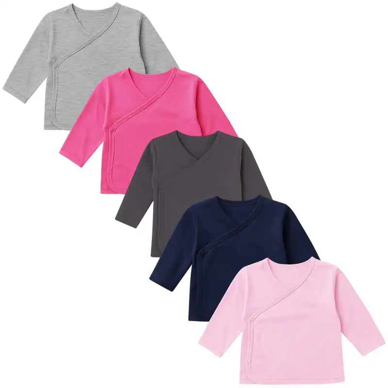 5er Set Mädchen Baby Wickelshirts langarm 100% Baumwolle Neugeborene Kleinkind – neu – Sonstiges – überwiegend weiß – Foto…