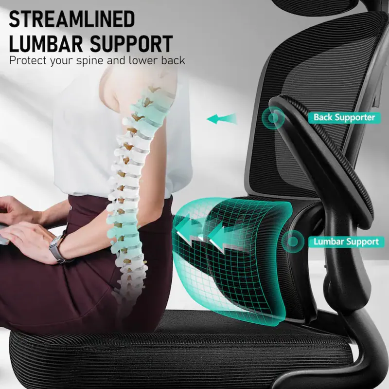 KERDOM - ERGONOMISCHER BÜROSTUHL MIT HOHER LEHNE, ATMUNGSAKTIVER – neu – Sonstiges – überwiegend schwarz – Foto 1 von 4