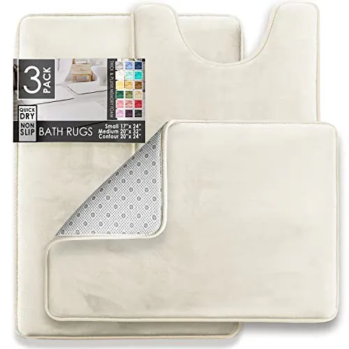 CLARA CLARK 3-TEILIGES BADVORLEGER BADEMATTEN-SET, SAMT MEMORY FOAM BADEWANNE - – neu – Möbel – überwiegend weiß – Foto 1…