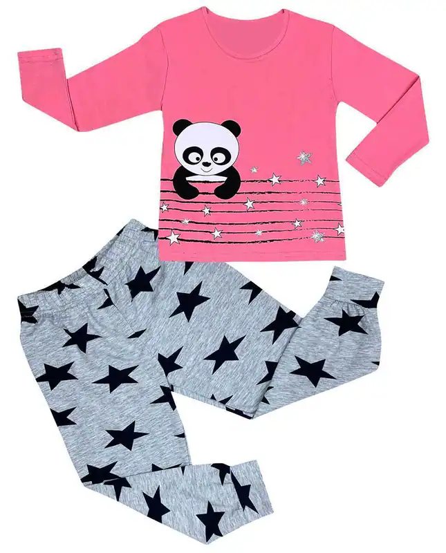 Mädchen Pyjama Set Panda Stern Schlafanzug Hausanzug Nachtwäsche langarm 92-122 – neu – Sonstiges – überwiegend weiß – Foto…