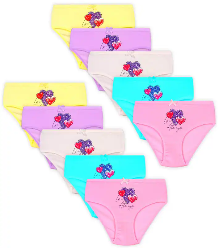 10 Mädchen Slips HERZ Unterhosen Unterwäsche Panty Kinder Baumwolle Hipster – neu – Sonstiges – überwiegend weiß – Foto 1…