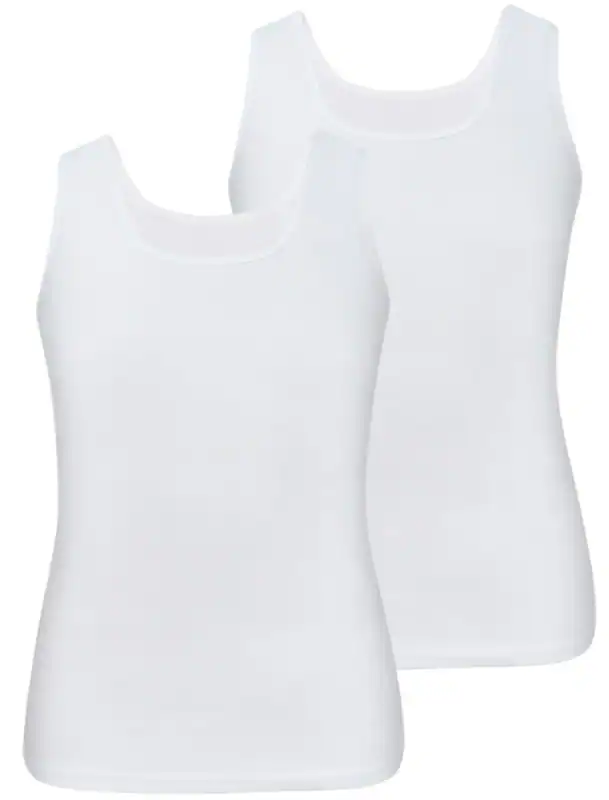 2 Damen Unterhemd 100% Baumwolle Unterwäsche Shirt Tank Top 38 40 42 44 46 48 – neu – Damenmode – überwiegend weiß – Foto 1…