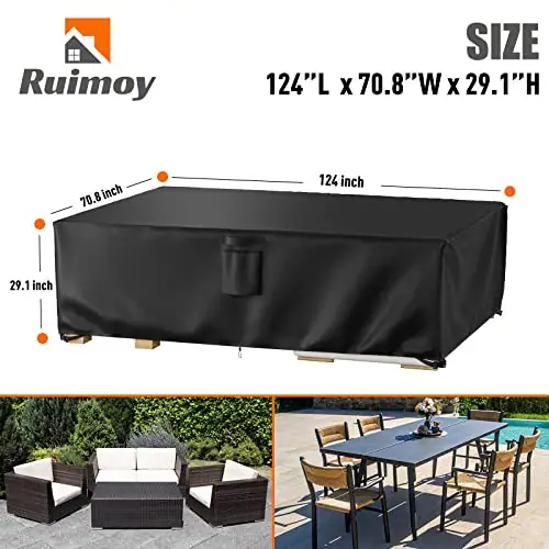 RUIMOY TERRASSENMÖBEL ABDECKUNGEN, GARTENMÖBEL ABDECKUNG WASSERDICHT, - SCHWARZ – neu – Foto 1 von 5