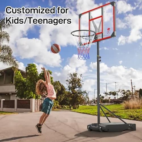 YOHOOD KINDER BASKETBALLKORB OUTDOOR 4,82-8,53FT VERSTELLBAR, TRAGBAR - ROT – neu – Sonstiges – Foto 1 von 5