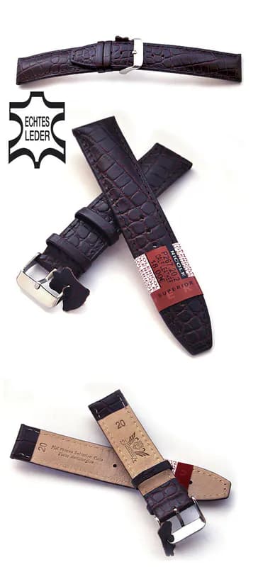 20mm Echt Leder Uhrenarmband CAVADINI ausgezeichnete Qualität, Kroko-Optik braun – neu – Uhren & Schmuck