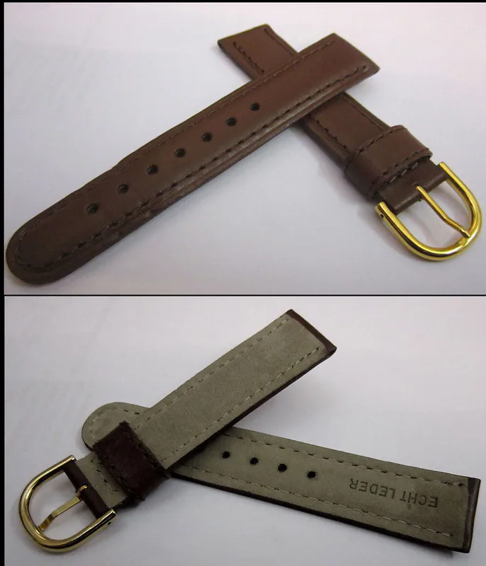 18 mm WEICHES ECHTES LEDER UHREN ARMBAND IN BRAUN NEU VERGOLDETE SCHLIESSE – neu – Uhren & Schmuck