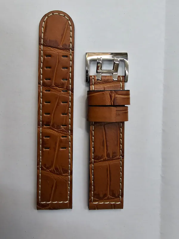 20 mm Echt Leder Uhrenarmband Hamilton Braun-Krokooptik weisse Naht H600646108 – neu – Uhren & Schmuck – Foto 1 von 2
