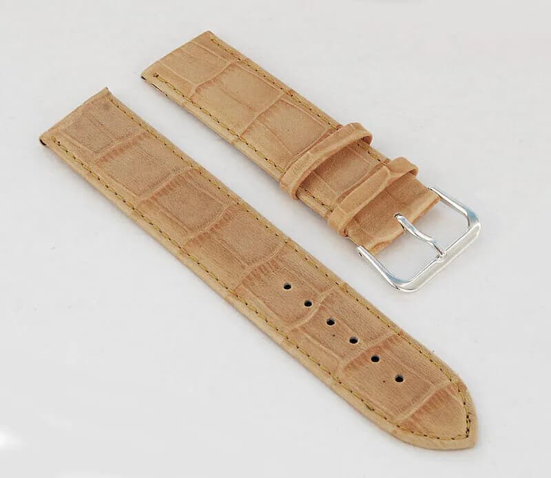 20 mm Echtes Leder Uhrenarmband Diloy Alu-Schließe, Kroko-Prägung, beige – neu – Uhren & Schmuck – Foto 1 von 2
