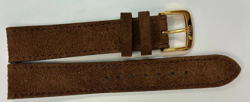 18mm Di-modell Leder Uhrenarmband braun Velour-Leder Dornschließe Vergoldet – neu – Uhren & Schmuck – Foto 1 von 2