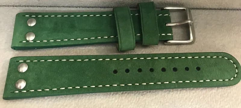 22 mm Uhrenarmband Echt Leder grün, Top-Qualität, Velour-Leder – neu – Uhren & Schmuck – Foto 1 von 2