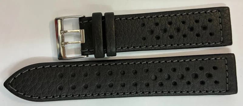21 mm Di-Modell Uhrenarmband Weiches Kalbsleder Schwarz, doppelreihig Schließe – neu – Uhren & Schmuck – Foto 1 von 3