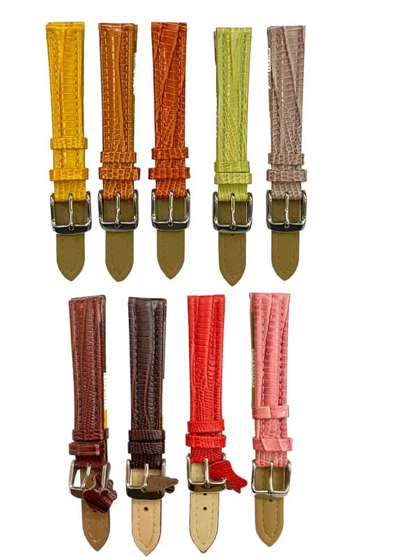 16 mm Uhrenarmband Diloy Eidechs-Prägung Stahlschließe gelb-orange-grün-lila-rot – neu – Uhren & Schmuck – Foto 1 von 5