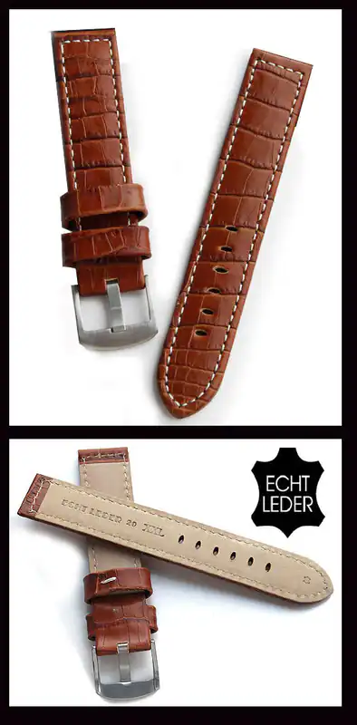 24mm XL Uhrenarmband Echt Leder extra lang, gute Qualität, Stahlschliesse – neu – Uhren & Schmuck – überwiegend weiß – Foto…